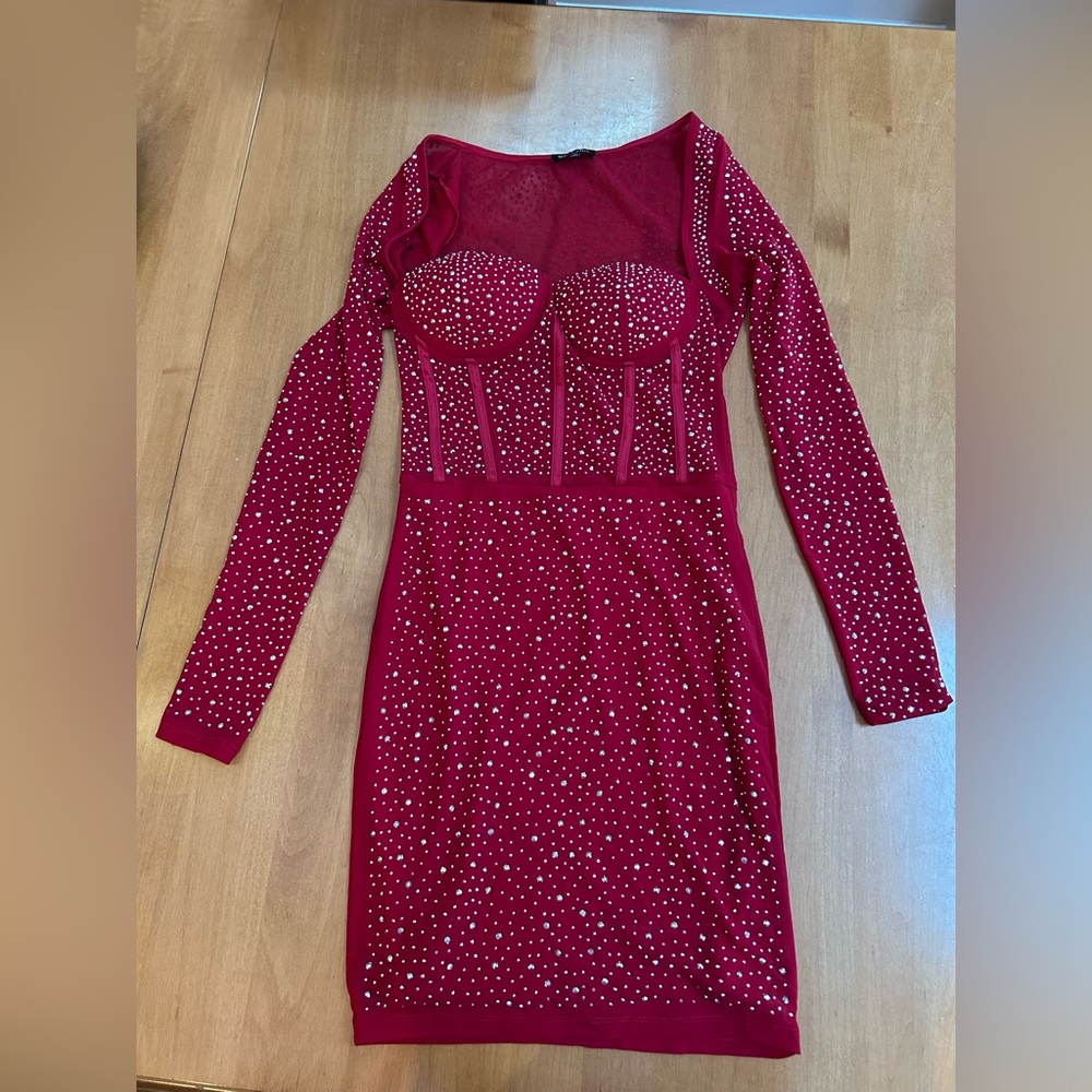 Moment Rhinestone Mini Dress in Red from SoCOWgirl